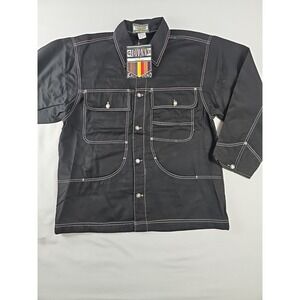 Vtg Giovanni Black Hip Hop Denim Jean Jacket Barn Coat New Men's L
